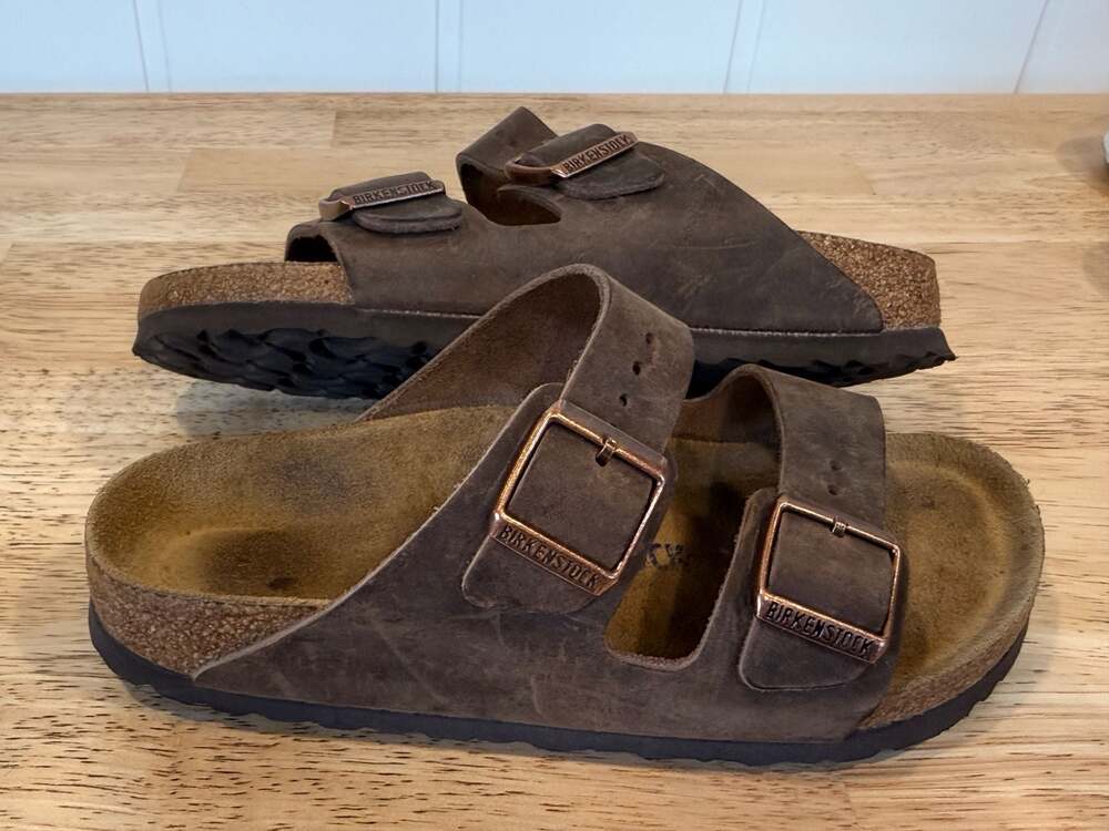Birkenstock Brown Suede Two-Strap Arizona Sandals - Picture 2 of 7